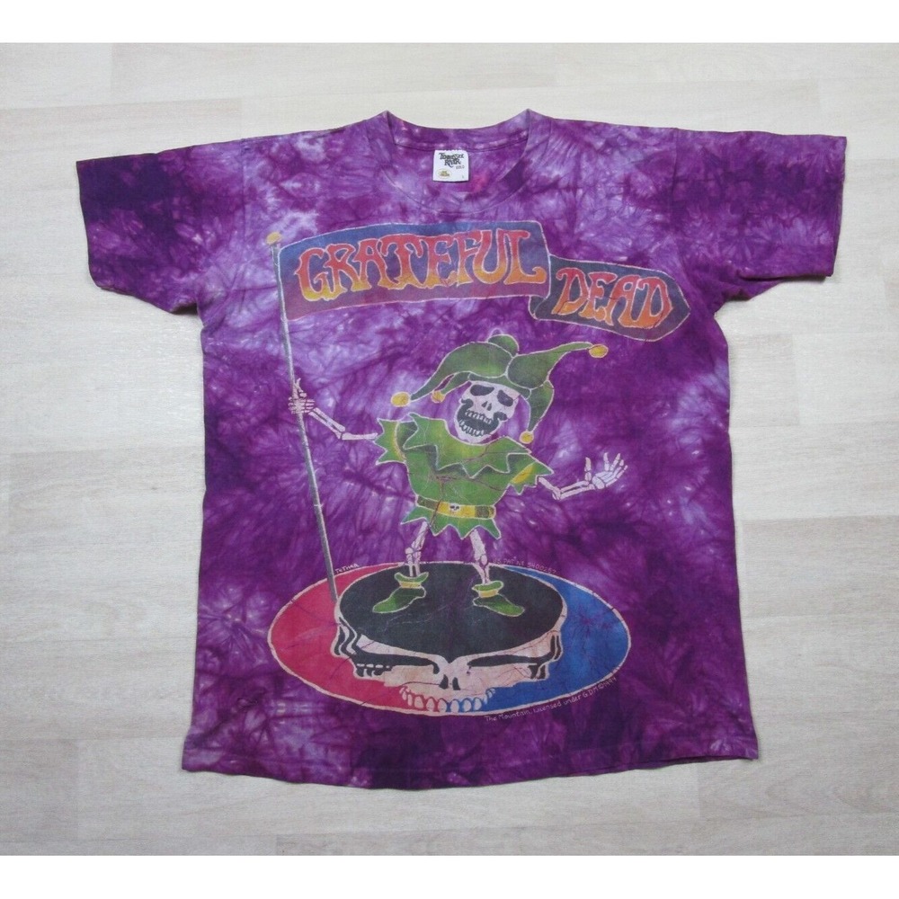 Vintage Grateful Dead T Shirt (L) Jester Skeleton Colorful Tie Dye Graphic 1990s